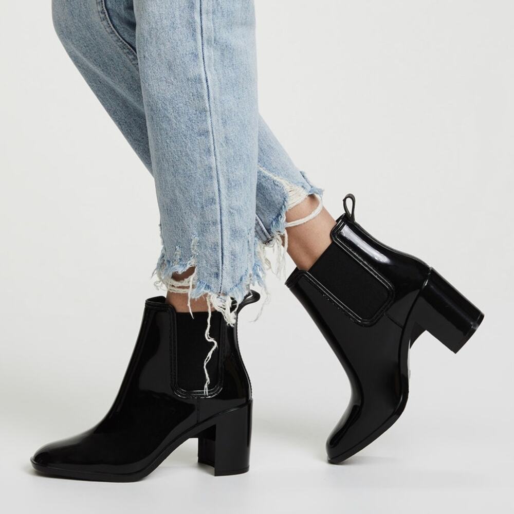 New Jeffrey Campbell Hurricane Rain Booties in Black PVC Women's Size 10